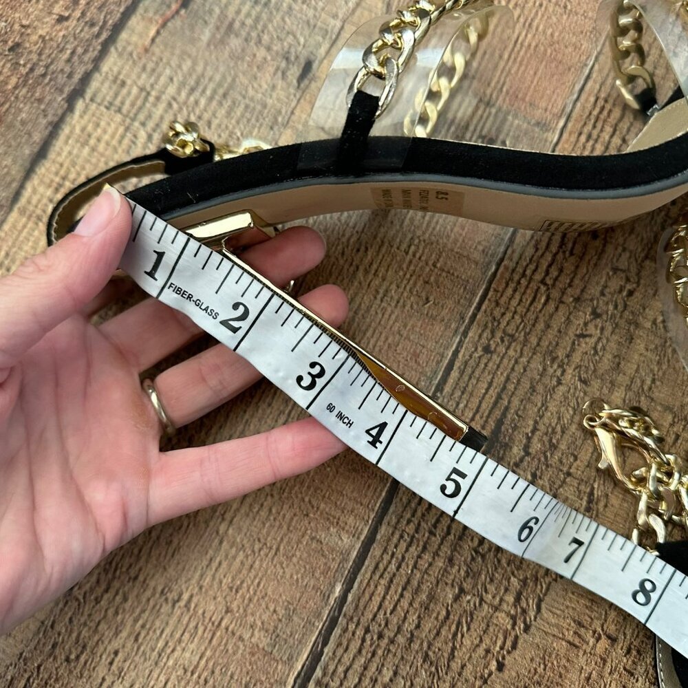 Fashion Nova Link Up With Me Heeled Sandal Dorado Black Size 8.5 - Picture 9 of 9